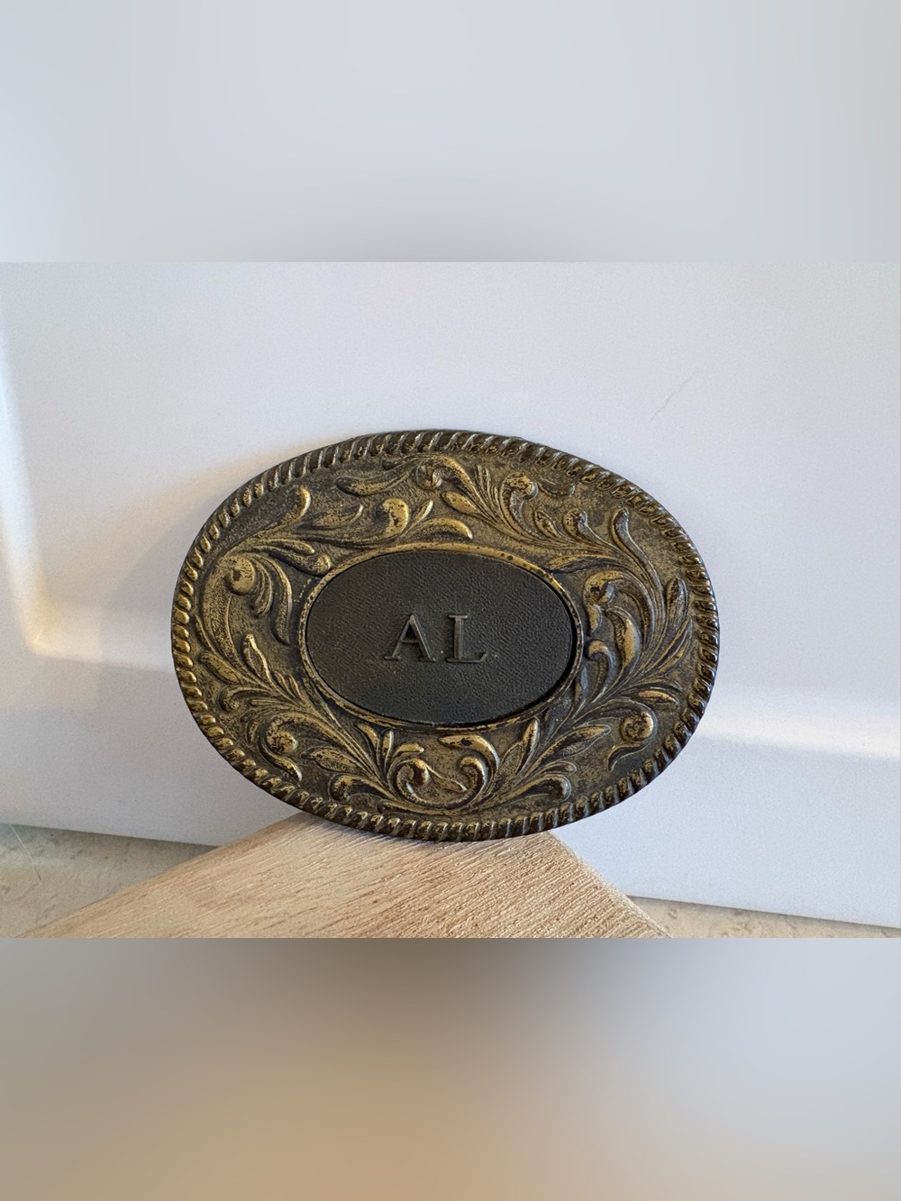 Vintage 1977 brass belt buckles manufactured by The Kinney Company